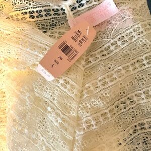 Victoria’s Secret lace Thong New with Tag size L ivory